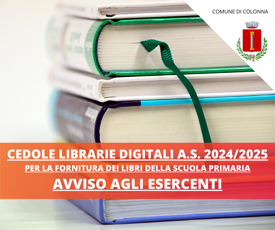 Digitalizzazione delle cedole librarie per la scuola primaria A.S. 2024/2025 - Avviso per gli ESERCENTI