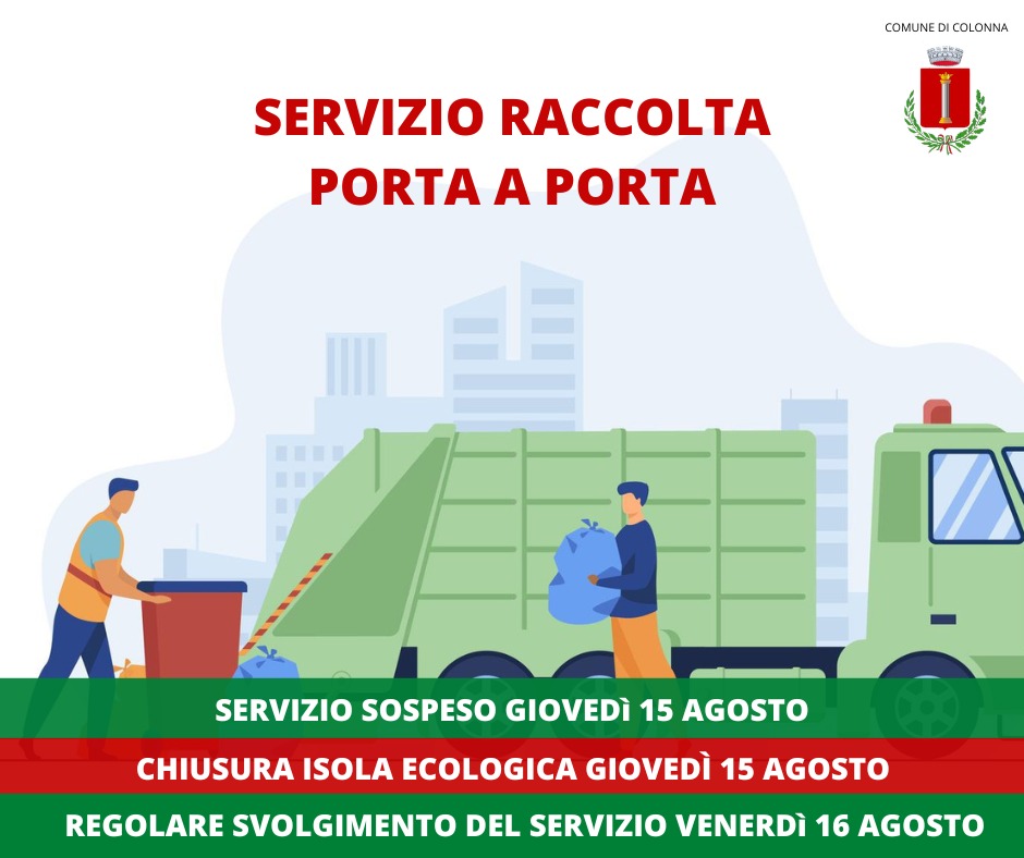 Raccolta rifiuti - servizio sospeso giovedì 15 agosto 2024