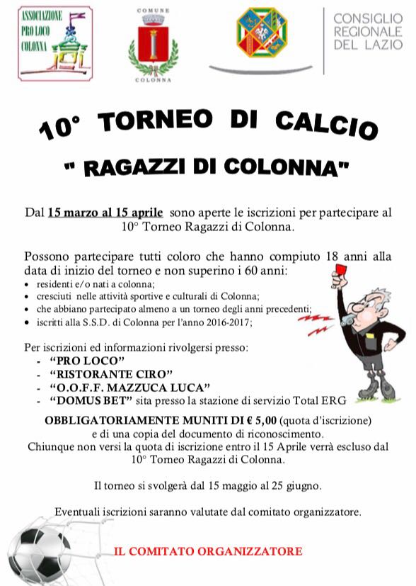 10° Torneo di calcio "Ragazzi di Colonna"