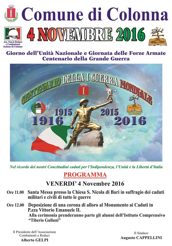 Giorno dell'unità nazionale e giornata delle forze armate centenario della grande guerra