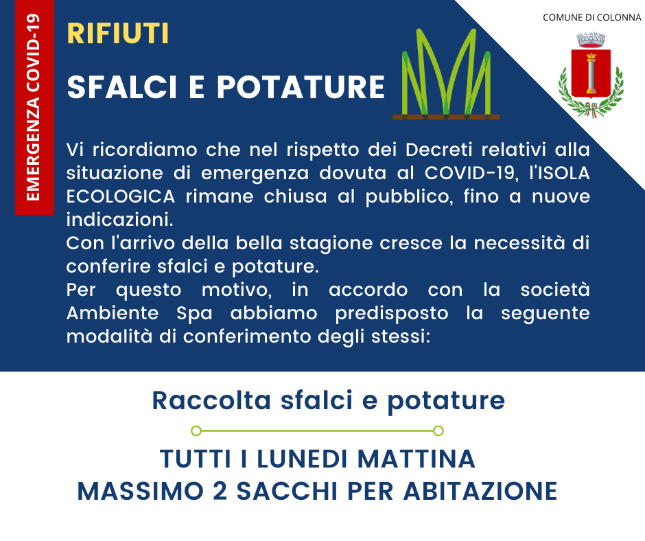 CODIV19: Raccolta sfalci e potature
