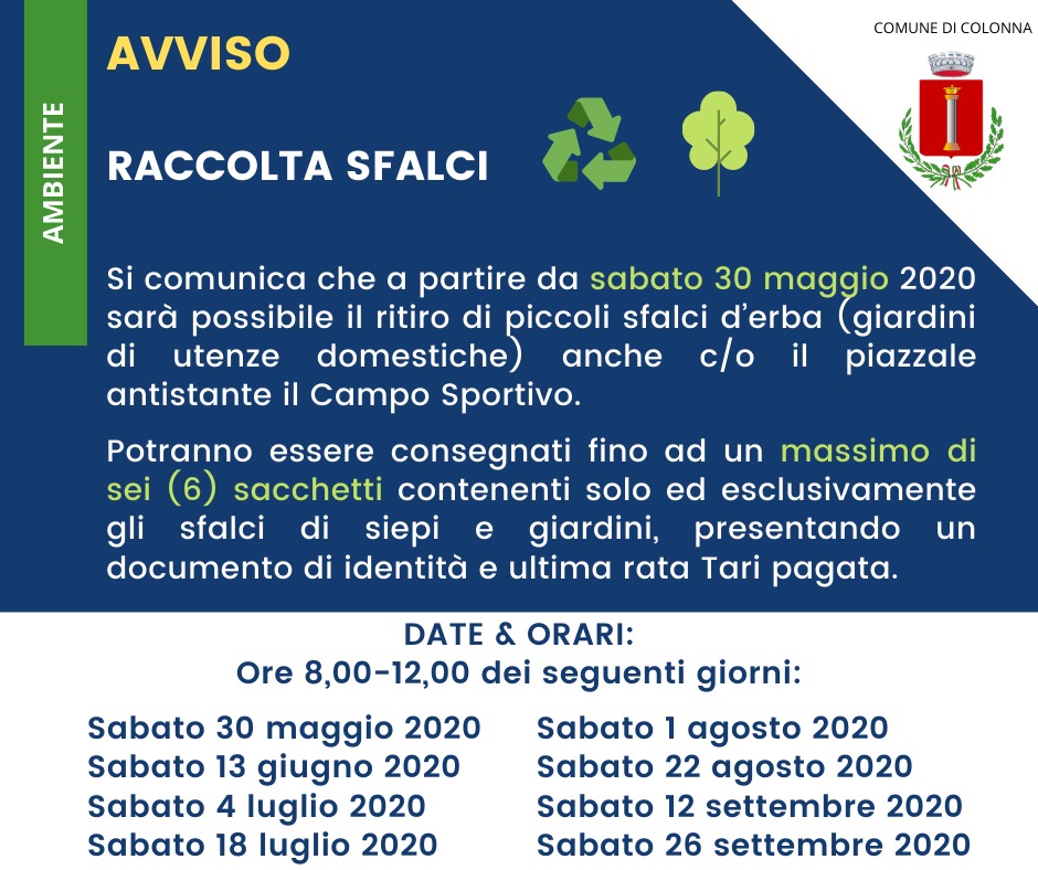 Avviso raccolta sfalci