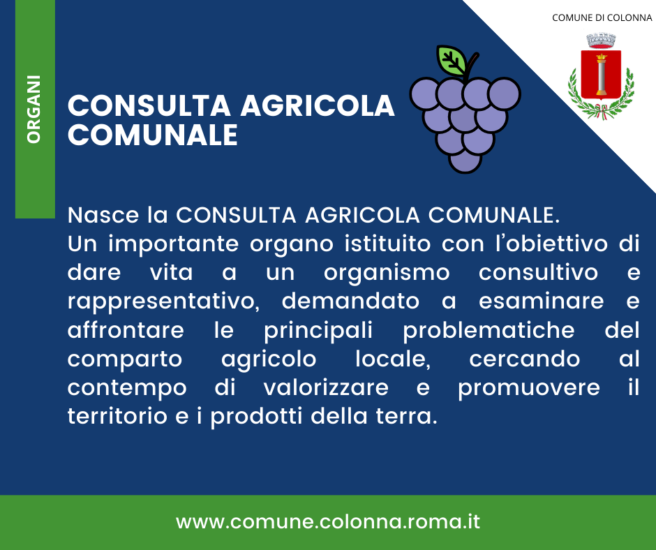 Decreto Sindacale N.14 del 16/06/2020: Istituzione Consulta Agricola