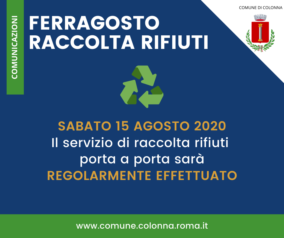 Avviso: Raccolta rifiuti il 15 agosto 2020