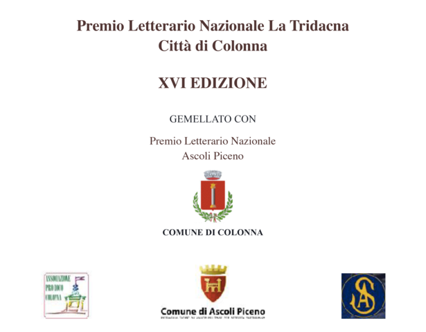 I vincitori del Premio Letterario Nazionale "La Tridacna" XVI ed.
