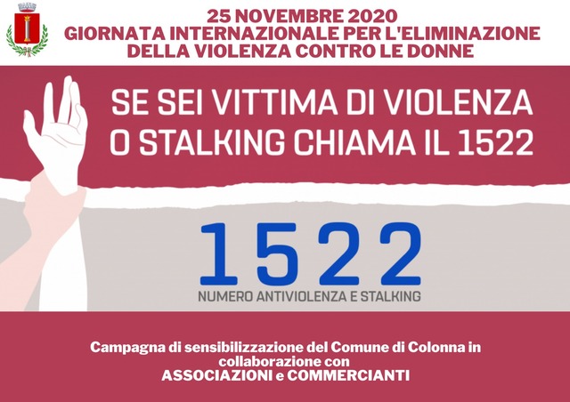 25 Novembre 2020: Giornata Internazionale per l'Eliminazione della Violenza Contro le Donne