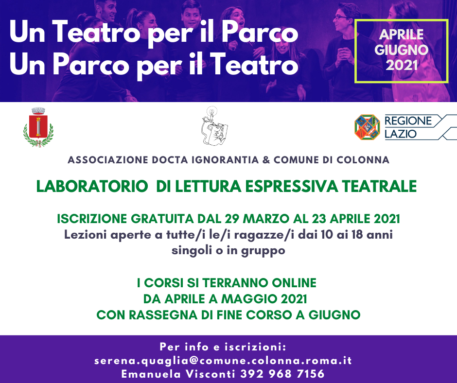 Iscrizioni al laboratorio di lettura espressiva teatrale