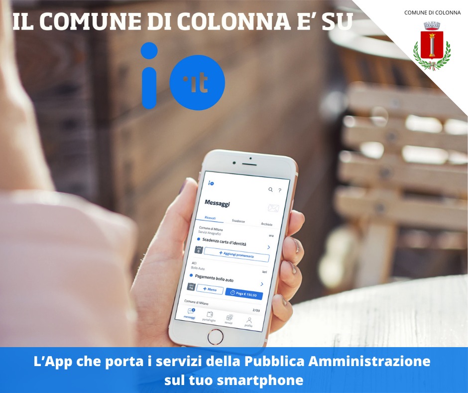 Il comune di colonna da oggi su app io