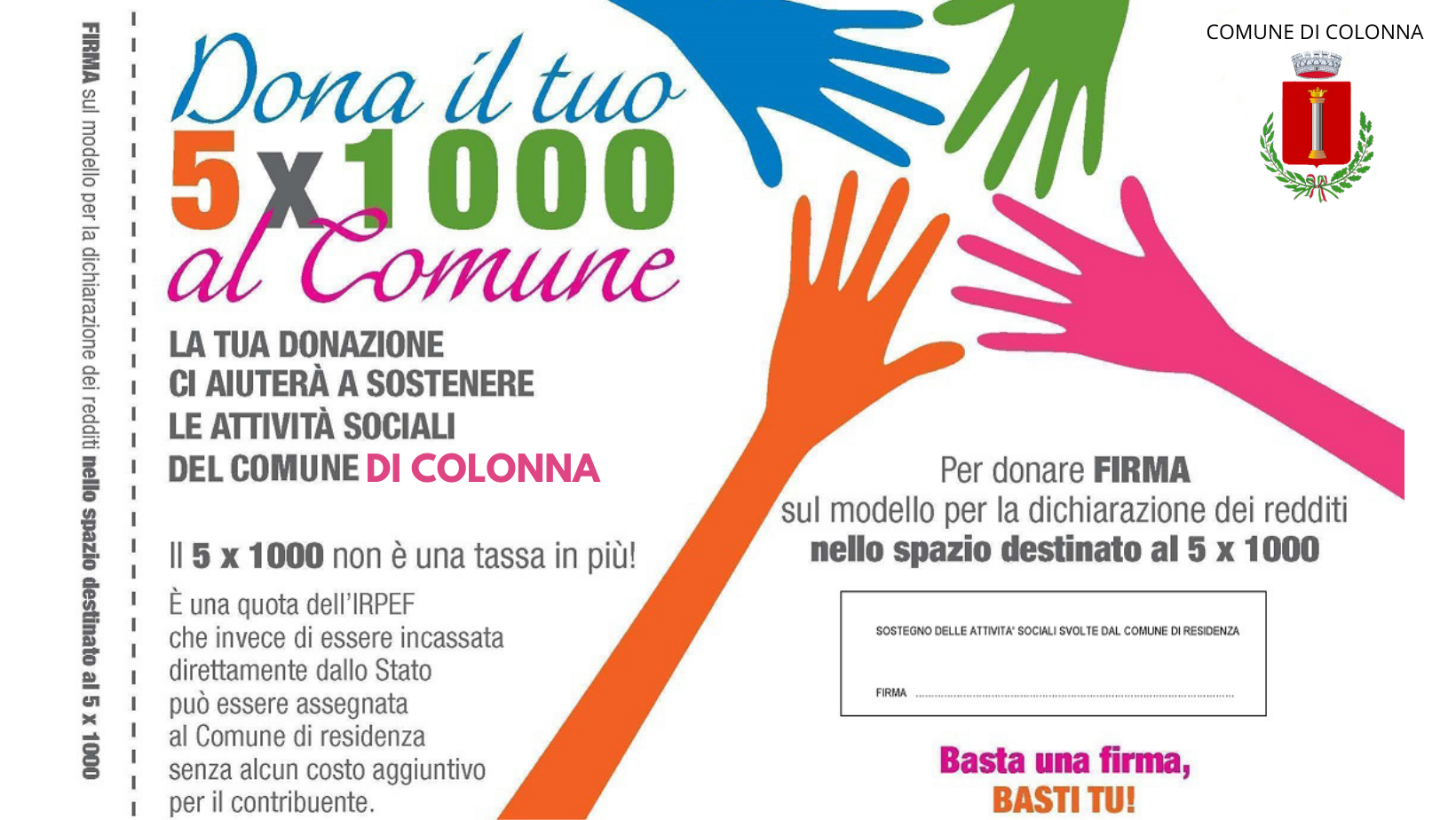 Il Comune sei tu: il 5 X 1000 al Comune di Colonna